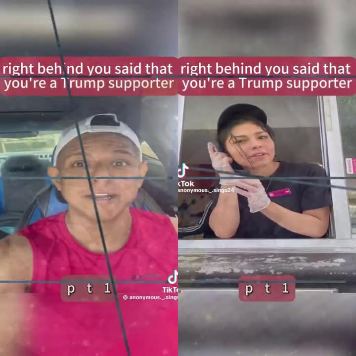 Guy in the drive-thru gets told by worker that the car behind him called the store to WARN THEM that he is a Trump